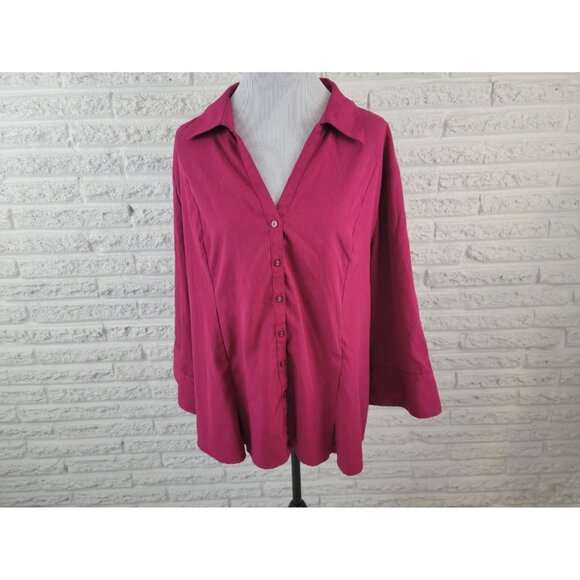 Cato Womens Shirt 26W 28W Plus Collar Button Up Long Sleeve Purple PUR35E - Picture 1 of 8